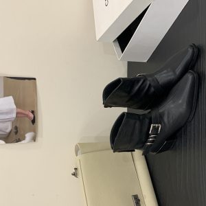 2025 New Retro Square Toe Chunky Heel Simple British Style Fashion Versatile Metal Buckle Martin Boots Women - Style 107c33