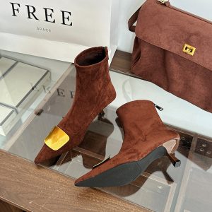 2025 New Style Versatile Kitten Heel Slim Boots French Style Metal Buckle Short Boots Thin High Heel Women Boots