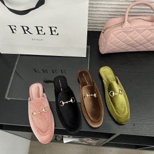 Autumn New Faux Fur Closed Toe Casual Slide Slippers for Women