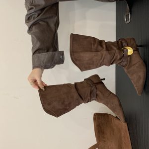 2025 New Fashion Ankle Boots for Women Pointed Toe Low Heel Simple Slim Fit Boots - Style 4fb58d