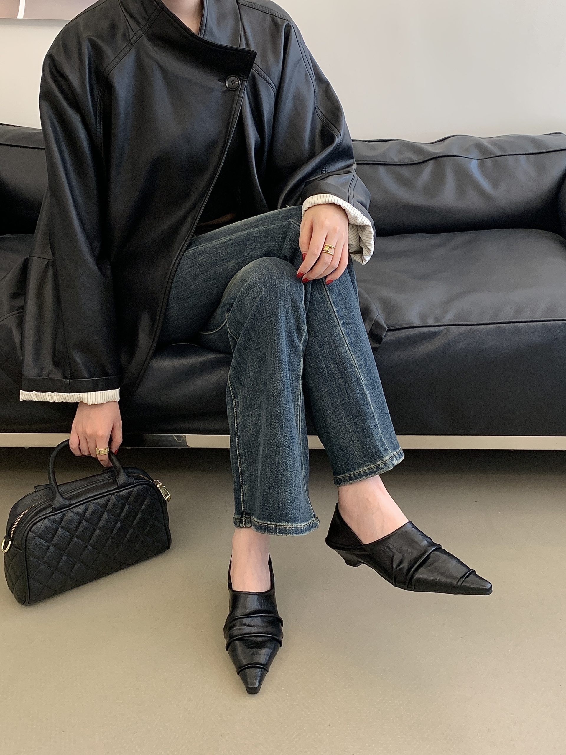 2026 New Autumn French Pointed Toe Flat Shallow Mouth Shoes Women's Comfortable Low Heel Slip-On - Image 3