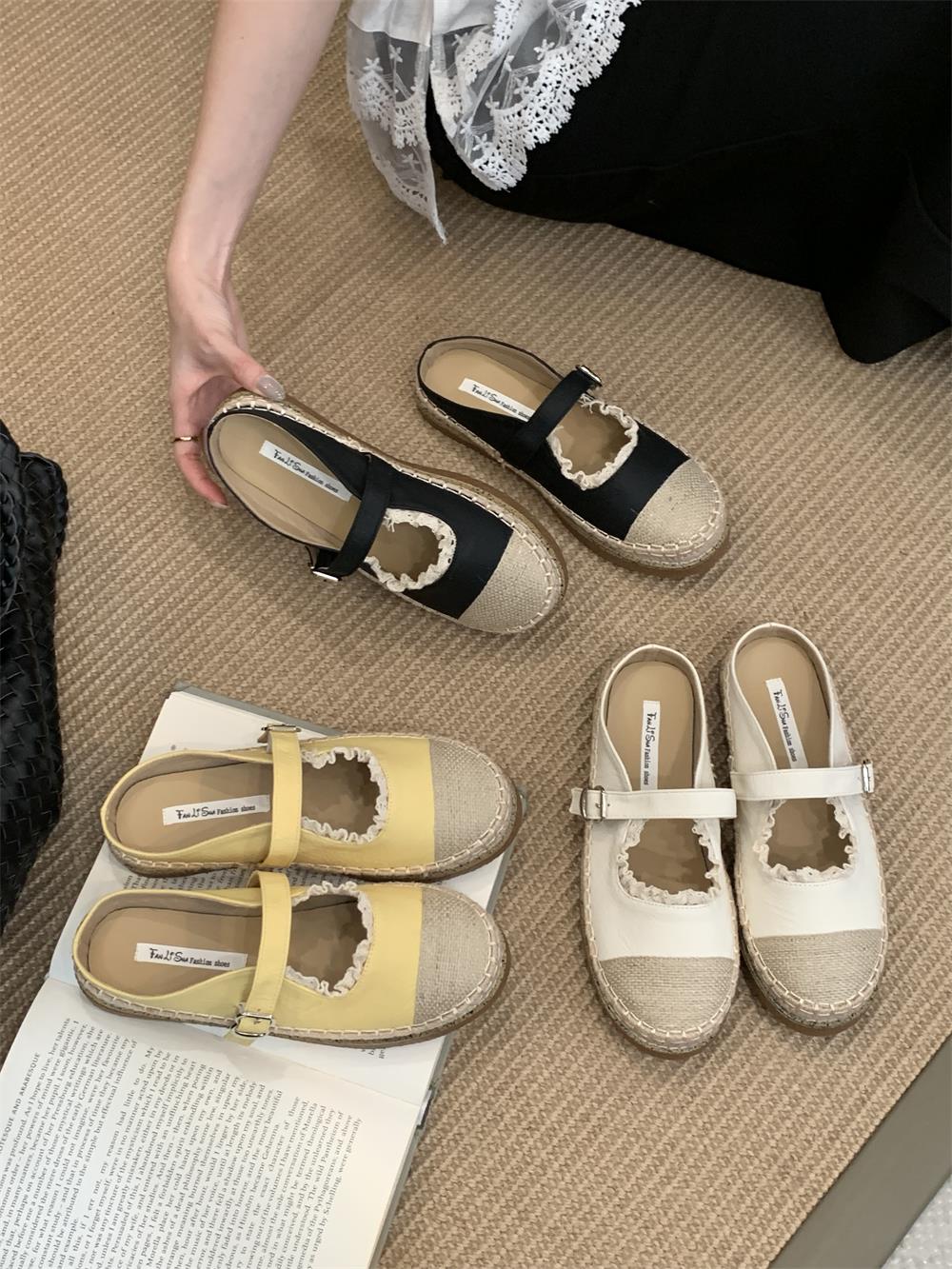 Chanel Style Thick Sole Open Toe Slippers for Women 2025 Summer New Woven Fisherman Shoes Breathable