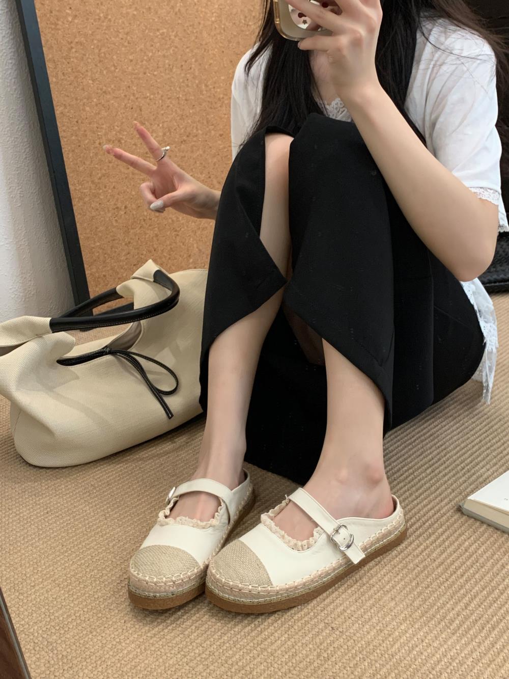 Chanel Style Thick Sole Open Toe Slippers for Women 2025 Summer New Woven Fisherman Shoes Breathable - Image 2